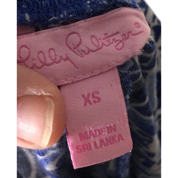 Lilly Pulitzer Pants Women's Size XS Blue White Geometric Mosaic Stretch - Picture 6 of 7